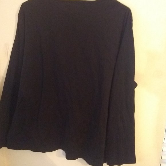 Kim Rogers Black Happy holiday Long Sleeve shirt SZ:2XL NWT FALL CHRISTMAS TIME - Picture 4 of 5